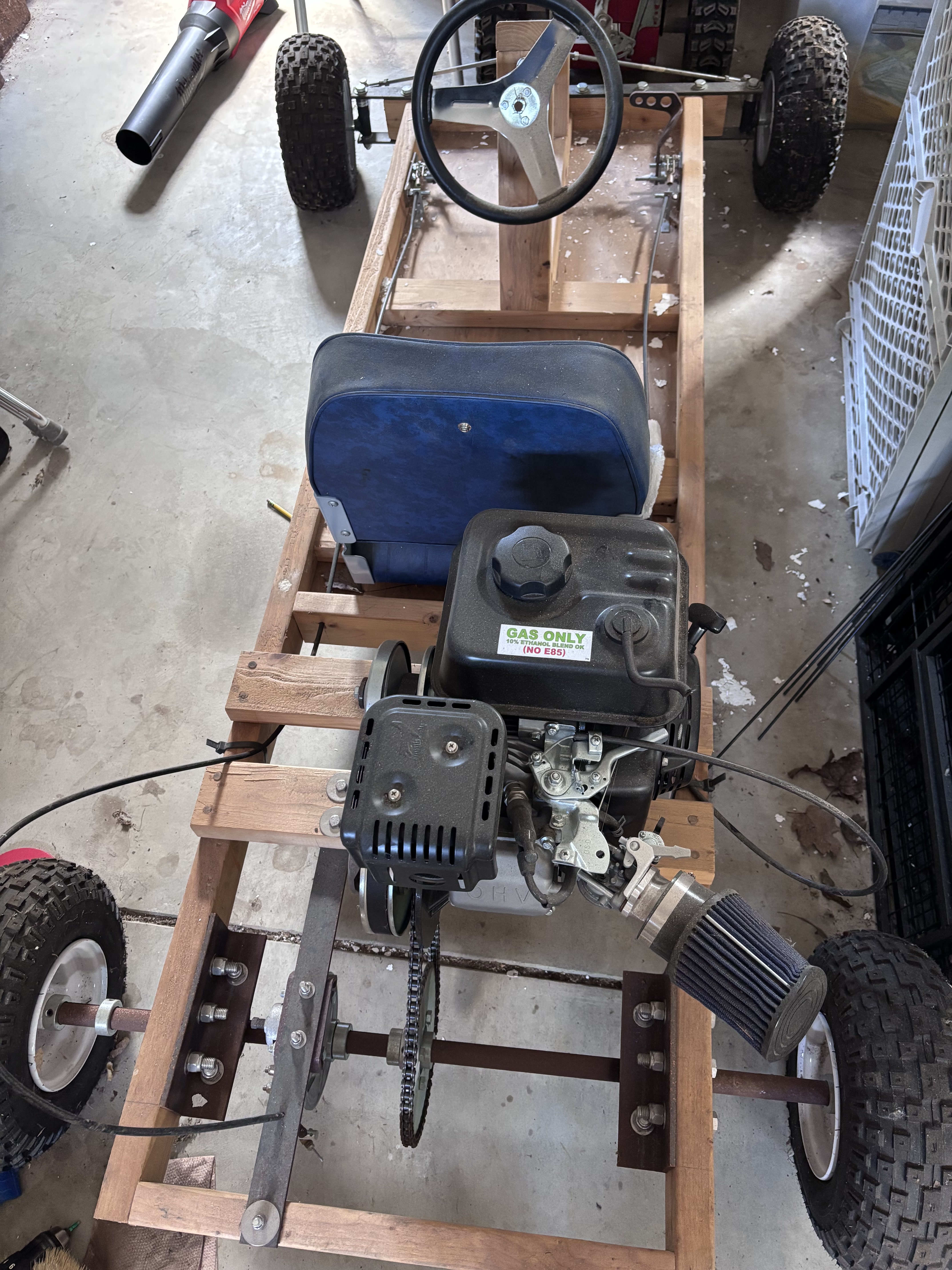 Wooden Go-Kart with Lawnmower Engine